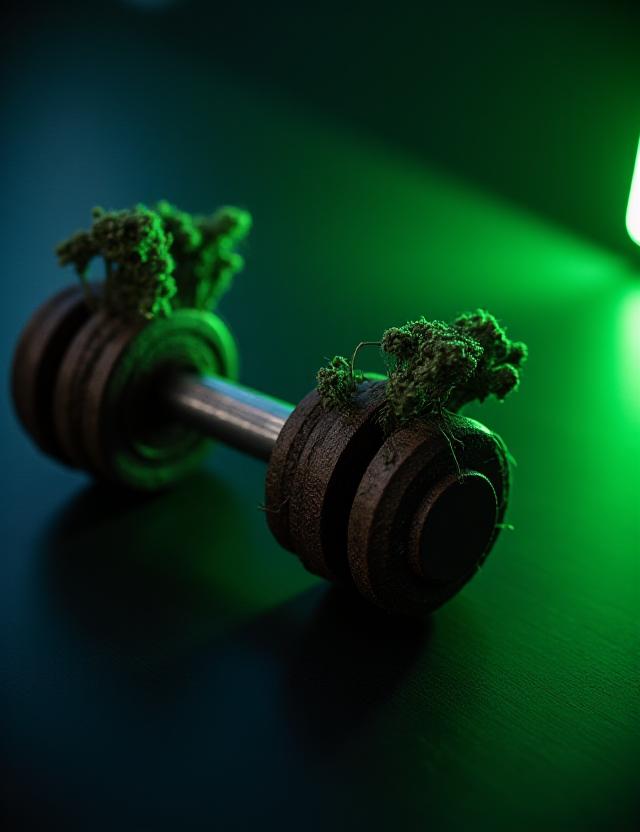 Attrezzo fitness artigianale in legno e acciaio scuro con illuminazione neon soffusa